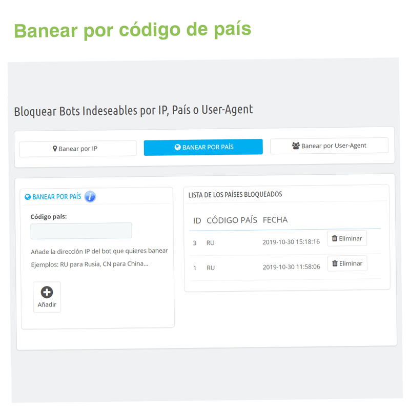 Módulo Prestashop Bloquear Bots Indeseables por IP, País o User-Agent