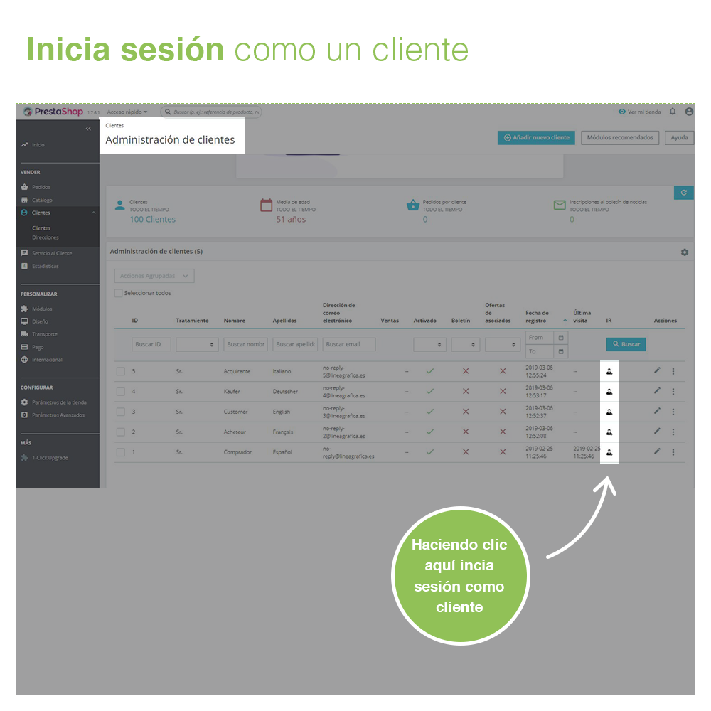 Connexion au module de connexion Prestashop en tant que client