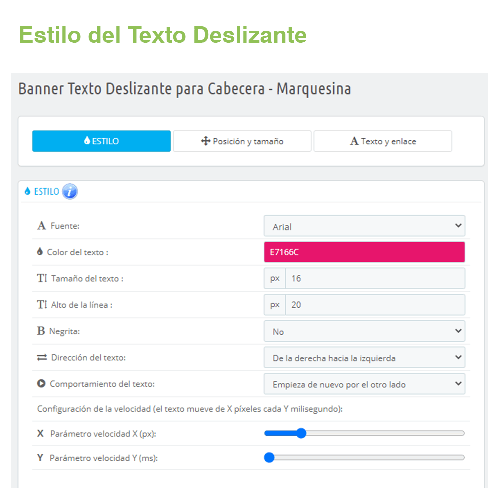 Módulo Prestashop Banner Texto Deslizante Marquesina